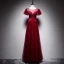 Chic / Belle Bordeaux Robe De Soirée 2019 Princesse Encolure Dégagée Manches Courtes Dos Nu Longue Robe De Ceremonie