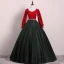 Vintage / Retro Black Red Prom Dresses 2019 Ball Gown V-Neck Rhinestone Sash Long Sleeve Floor-Length / Long Formal Dresses