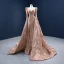 Haut de Gamme Scintillantes Doré Paillettes Robe De Soirée 2021 Princesse Encolure Carrée Manches Longues Dos Nu Chapel Train Robe De Ceremonie