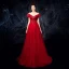 Charmant Bordeaux Robe De Soirée 2019 Princesse De l'épaule Perlage Paillettes Cristal Appliques En Dentelle Fleur Manches Courtes Dos Nu Longue Robe De Ceremonie