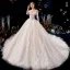 Luxury / Gorgeous Champagne Wedding Dresses 2019 Ball Gown Off-The-Shoulder Beading Sequins Pearl Lace Flower Appliques Short Sleeve Backless Royal Train