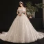 Classy Ivory Wedding Dresses 2019 Ball Gown Off-The-Shoulder Sequins Short Sleeve Backless Royal Train