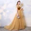 Chic / Beautiful Gold Evening Dresses  2019 A-Line / Princess Suede Scoop Neck Beading Sequins Short Sleeve Floor-Length / Long Formal Dresses