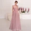 Chic / Belle Rougissant Rose Robe De Soirée 2019 Princesse Bretelles Spaghetti Noeud Perlage Paillettes Sans Manches Dos Nu Longue Robe De Ceremonie