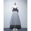 Sexy Grey Evening Dresses  2019 A-Line / Princess Spaghetti Straps Suede Sleeveless Backless Tea-length Formal Dresses