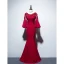 Chic / Beautiful Burgundy Evening Dresses  2019 Trumpet / Mermaid Scoop Neck Beading Sequins Lace Flower Appliques 3/4 Sleeve Backless Floor-Length / Long Formal Dresses