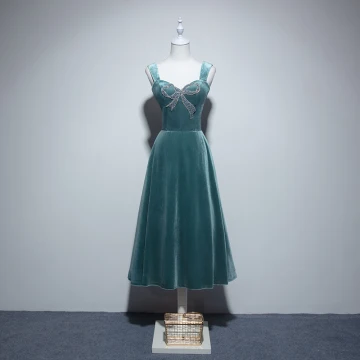 Charming Jade Green Homecoming Graduation Dresses 2019 A Line Princess Square Neckline Suede Beading Crystal Rhinestone Sleeveless Backless Tea Length Formal Dresses