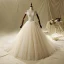 Élégant Ivoire Robe De Mariée 2019 Princesse Encolure Dégagée Perlage En Dentelle Fleur Manches Courtes Dos Nu Cathedral Train