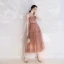 Chic / Belle Champagne de retour Robe De Graduation 2019 Princesse Corset  Bretelles Spaghetti Perle Paillettes Sans Manches Dos Nu Longueur Cheville Robe De Ceremonie