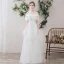Light White Beach Wedding Dresses 2019 A-Line / Princess Off-The-Shoulder Pearl Lace Flower Appliques Short Sleeve Backless Floor-Length / Long