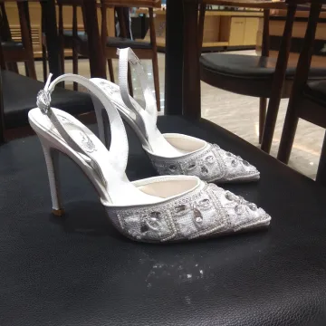Charmant Ivoor Bruidsschoenen 2019 Polyester Enkelband Kralen Rhinestone Parel 9 Cm Naaldhakken Stiletto Spitse Neus Huwelijk Hoge Hakken