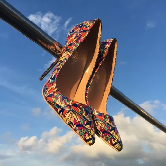 Chic Beautiful Multi Colors Evening Party Pumps 2019 Patent Leather Floral 12 Cm Stiletto Heels Pointed Toe Pumps