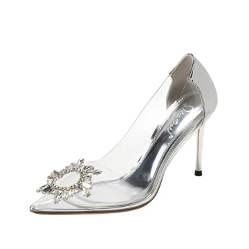 Sexy Transparent Silber Abend Strass Pumps 2021 9 Cm Stilettos Spitzschuh Pumps Hochhackige