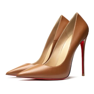 Moderne Mode Marron Soirée Escarpins 2019 Cuir Verni 12 Cm Talons Aiguilles À Bout Pointu Escarpins