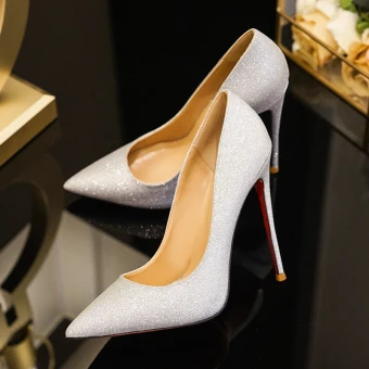 Charming Silver Evening Party Pumps 2019 Sequins 12 Cm Stiletto Heels Pointed Toe Pumps