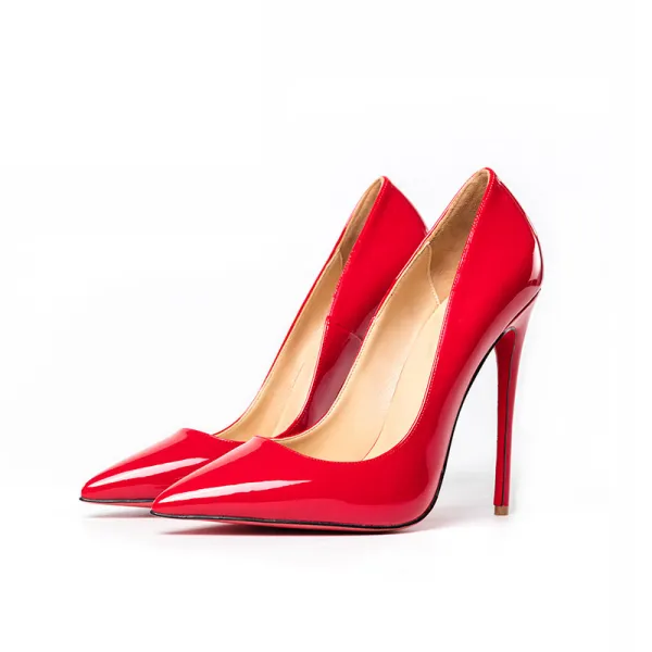 Classy Red Evening Party Pumps 2019 Patent Leather 12 cm Stiletto Heels ...