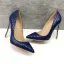 Classy Royal Blue Casual Pumps 2019 Leather Snakeskin Print 12 cm Stiletto Heels Pointed Toe Pumps