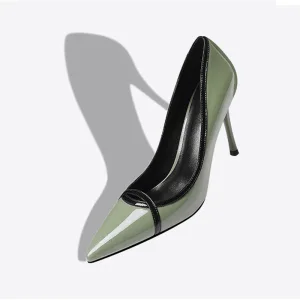Chic Beautiful Sage Green Ol Pumps 2019 Leather 9 Cm Stiletto Heels Pointed Toe Pumps