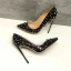 Unique Noire Soirée Escarpins 2019 Rivet 12 cm Talons Aiguilles À Bout Pointu Escarpins