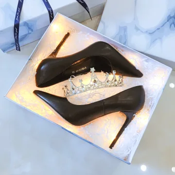 Stijlvolle Zwarte Avond Pumps 2019 10 Cm Naaldhakken Stiletto Spitse Neus Pumps