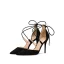 Schöne Freizeit Schwarz Sandalen Damen 2019 Wildleder X-Riemen Schleife 10 cm Stilettos Spitzschuh Hochhackige