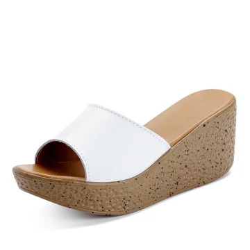 Erschwinglich Weiß Freizeit Sandalen Damen 2019 7 Cm Keilabsatz Plateau Peeptoes Sandaletten