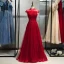 Chic / Beautiful Burgundy Evening Dresses  2019 A-Line / Princess High Neck Beading Sequins Crystal Lace Flower Sleeveless Backless Floor-Length / Long Formal Dresses