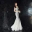 Modern / Fashion Silver Evening Dresses  2019 Trumpet / Mermaid V-Neck Sequins Sash Sleeveless Backless Floor-Length / Long Formal Dresses