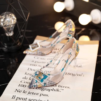 Modern Fashion Yellow Evening Party Pumps 2019 Rhinestone 7 Cm Stiletto Heels Pointed Toe Pumps