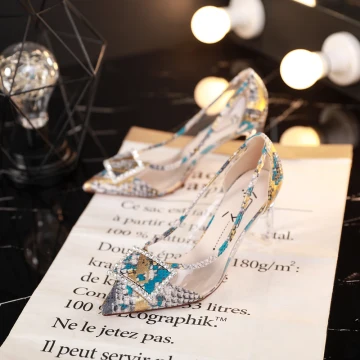 Modern Gele Avond Pumps 2019 Rhinestone 7 Cm Naaldhakken Stiletto Spitse Neus Pumps