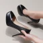 Fine Svart Aften Pumps 2019 Lær 9 cm Stiletthæler Spisse Pumps