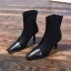 Vintage / Originale Noire Désinvolte Bottes Femme 2020 Cuir 7 cm Talons Aiguilles À Bout Pointu Bottes