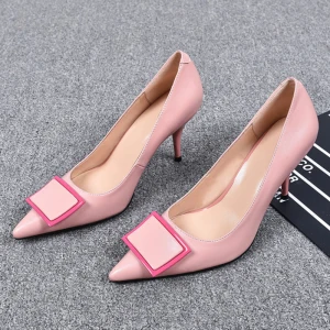 Herlig Rødmende Rosa Casual Pumps 2019 Lær Spenne 8 Cm Stiletthæler Spisse Pumps