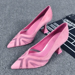 Moderne Mode Rose Bonbon Soirée Escarpins 2019 Cuir Daim 8 Cm Talons Aiguilles À Bout Pointu Escarpins