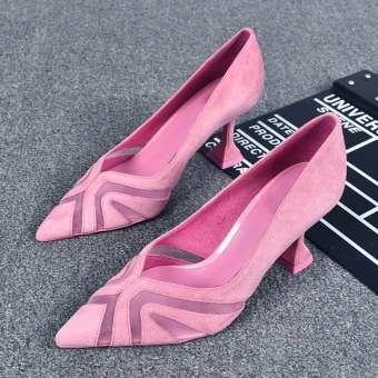 Moderne Mode Rose Bonbon Soirée Escarpins 2019 Cuir Daim 8 Cm Talons Aiguilles À Bout Pointu Escarpins