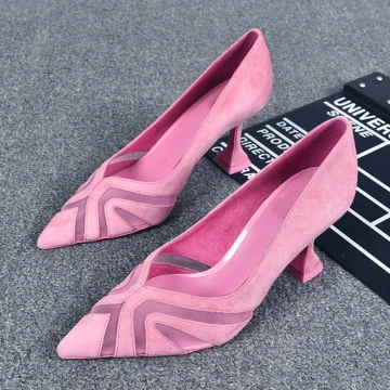 Mode Pink Abend Pumps 2019 Leder Wildleder 8 Cm Stilettos Spitzschuh Pumps