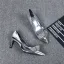 Stylowe / Modne Srebrny Wieczorowe Czółenka 2019 Skórzany Rhinestone Kokarda 6 cm Szpilki Szpiczaste Czółenka
