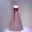 Chic / Belle Bordeaux Robe De Bal 2018 Princesse Appliques Cristal Noeud V-Cou Dos Nu Sans Manches Longue Robe De Ceremonie