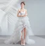 Sexy Høy Lav Elfenben Asymmetrisk Brudekjoler 2020 Prinsesse Strapless Uten Ermer Ryggløse Gripende Ruffles