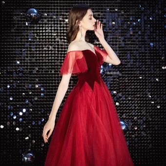 Charming Red Short Prom Dresses 2020 A Line Princess Deep V Neck Sequins Suede Short Sleeve Tea Length Formal Dresses