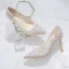 Modern / Fashion Ivory Wedding Shoes 2019 Tulle Lace Flower 8 cm Stiletto Heels Pointed Toe Wedding Pumps