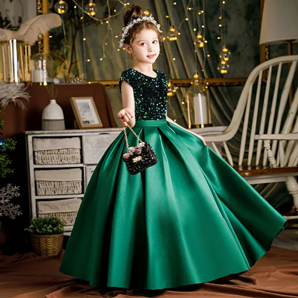 Flower girl dresses dark green hot sale