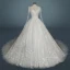 Luxury / Gorgeous Ivory Wedding Dresses 2019 A-Line / Princess Scoop Neck Beading Lace Flower Appliques Crystal Pearl Long Sleeve Backless Royal Train