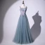 Modern / Fashion Flower Fairy Green Prom Dresses 2019 A-Line / Princess Spaghetti Straps Beading Crystal Sequins Lace Flower Sleeveless Backless Floor-Length / Long Formal Dresses
