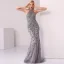 Luxury / Gorgeous Grey Evening Dresses  2020 Trumpet / Mermaid Scoop Neck Handmade  Beading Crystal Rhinestone Pearl Sleeveless Sweep Train Formal Dresses