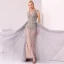 Luxury / Gorgeous Champagne Grey Handmade  Beading Evening Dresses  2020 A-Line / Princess Scoop Neck Crystal Pearl Rhinestone Sleeveless Floor-Length / Long Formal Dresses