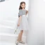 Fashion Grey Sequins Short Birthday Bow Flower Girl Dresses 2021 A-Line / Princess Scoop Neck Short Sleeve