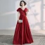 Modern / Fashion Burgundy Evening Dresses  2020 A-Line / Princess V-Neck Backless Sleeveless Floor-Length / Long Formal Dresses