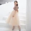 Fashion Gold Sequins Short Birthday Flower Girl Dresses 2021 A-Line / Princess Scoop Neck Bow Sash Short Sleeve