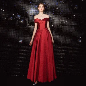 Chic Belle Rouge Robe De Soirée 2020 Princesse De L 039 Épaule Sans Manches Dos Nu Longue Robe De Ceremonie